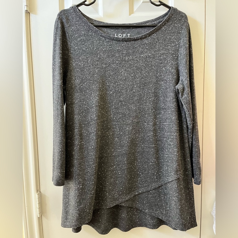 LOFT Charcoal Speckled Knit Top